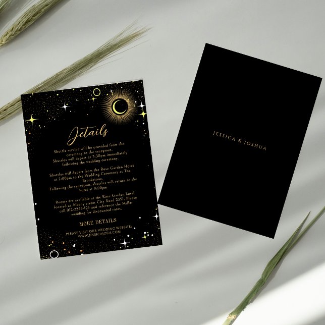 Tarjeta De Recepción Estrella celeste Boda negro polvo (Subido por el creador)
