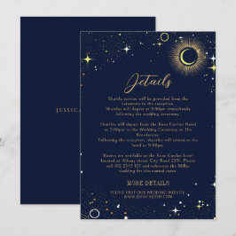 Tarjeta De Recepción Estrella celeste mística Boda azul de la Marina de