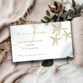 Tarjeta De Recepción Estrella de mar dorada azul oscuro Rifa de pañales