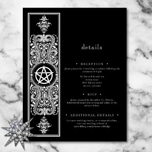 Tarjeta De Recepción Estrella gótica del pentagrama Boda blanco negro