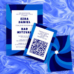 Tarjeta De Recepción Estrella moderna de Swirl de David QR Bar Bat Mitz<br><div class="desc">Un recinto perfecto o tarjeta RSVP para un murciélago mitzvah, bar mitzvah u otra celebración judía! La mano hizo arte para ti. ¡TODO PERSONALIZABLE! Haga clic en "Personalizar" para editar el texto y agregar su vínculo al código QR. Haga clic en "editar usando la herramienta de diseño" para ajustar las...</div>