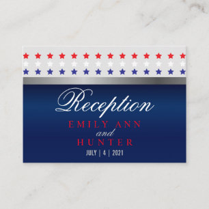 Tarjeta De Recepción Estrella patriótica roja, blanca y azul Boda