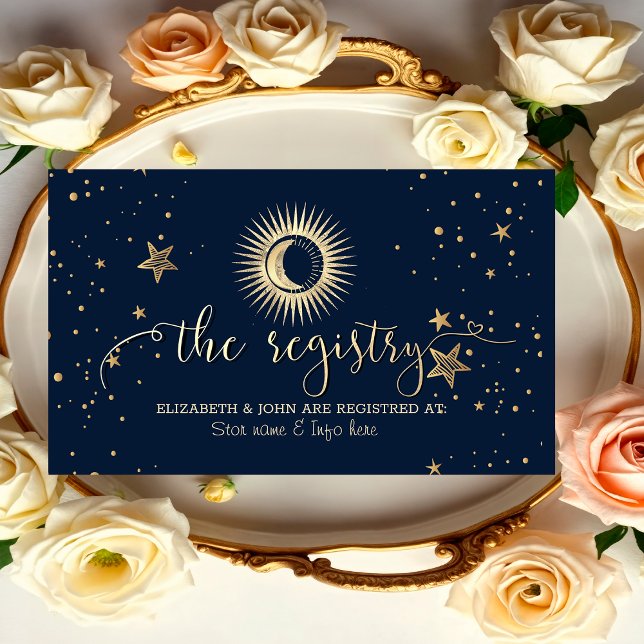 Tarjeta De Recepción Estrellas Celestiales Gold Y Moon (Subido por el creador)