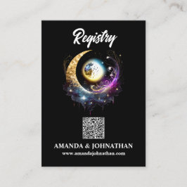 Tarjeta De Recepción Estrellas de la luna negro magenta moda de registr