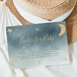 Tarjeta De Recepción Estrellas de luna de oro lindo azul traer un libro