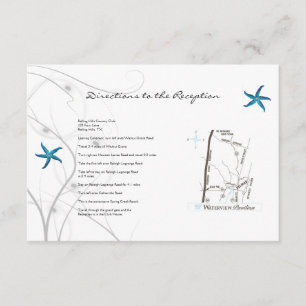 Tarjeta De Recepción Estrellas de mar azules con las direcciones