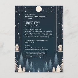 Tarjeta De Recepción Estrellas forestales rusticas nevan brillante boda