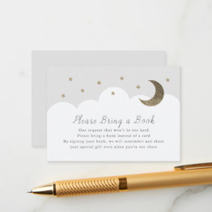 Tarjeta De Recepción Estrellas, luna y nubes grises por favor traigan u