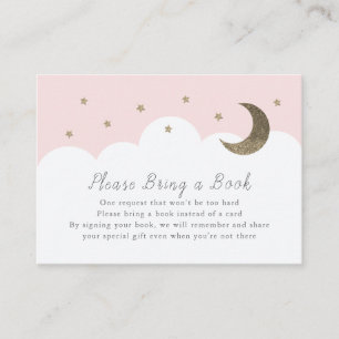 Tarjeta De Recepción Estrellas, luna y nubes rosadas Por favor traiga u