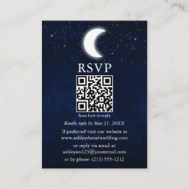 Tarjeta De Recepción Estrellas lunares Boda celeste QR RSVP