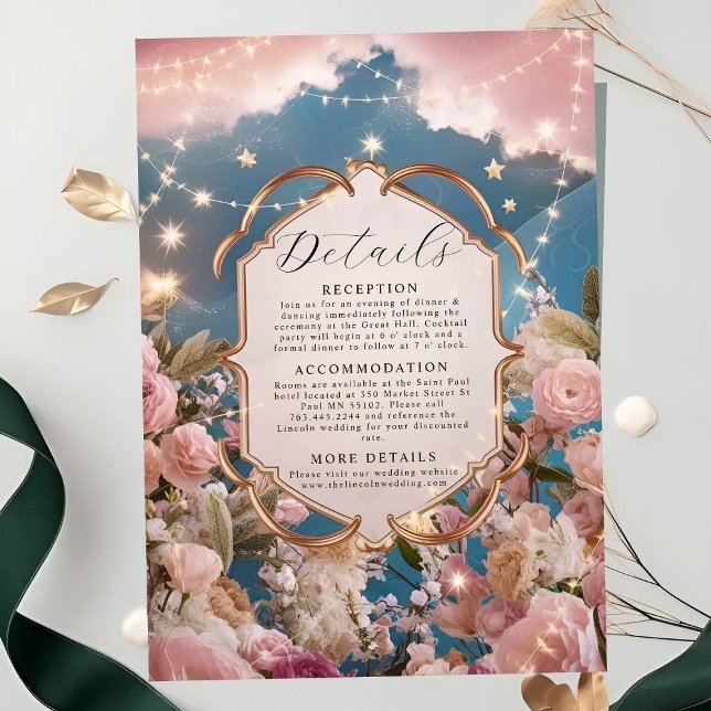 Tarjeta De Recepción Estrellas mágicas y parquea Boda moderno (Subido por el creador)