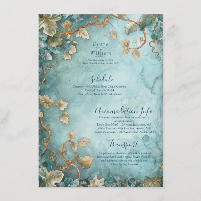 Tarjeta De Recepción Eternal Grace Elven Boda (Anverso)