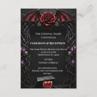 Tarjeta De Recepción Eternal Night Gothic Vampire Wedding Dark Romance