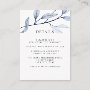 Tarjeta De Recepción Ethereal Blue BODA Detalles del hotel Alojamiento