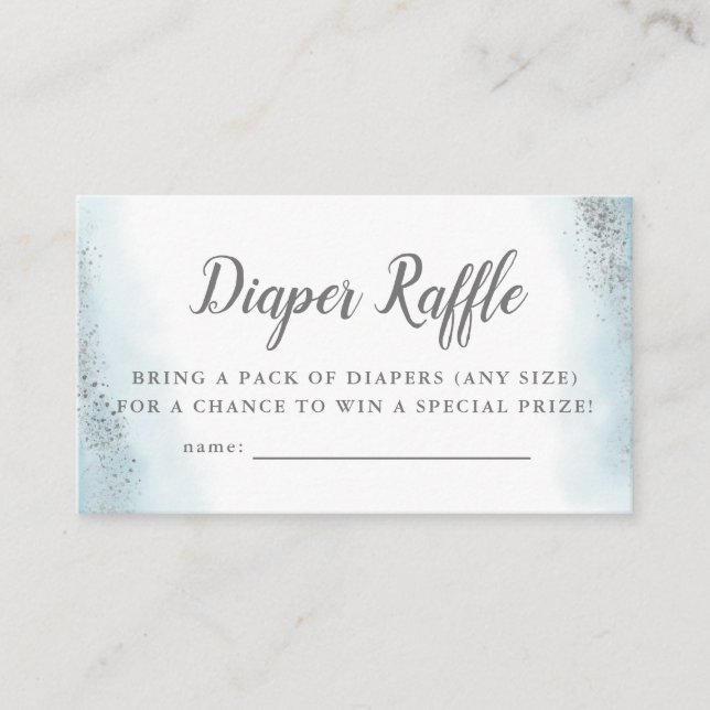 Tarjeta De Recepción Ethereal Blue y Silver Baby Shower Diaper Raffle (Anverso)