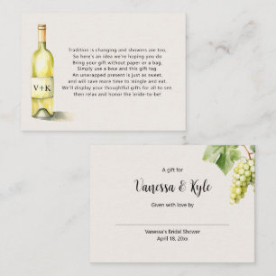 Tarjeta De Recepción Etiqueta de ducha de novia con botellas de vino bl