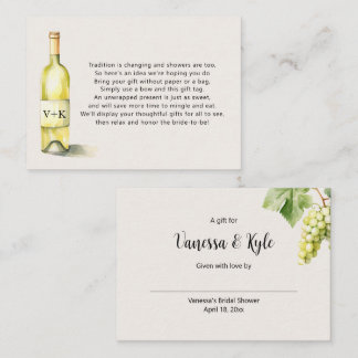 Tarjeta De Recepción Etiqueta de ducha de novia con botellas de vino bl
