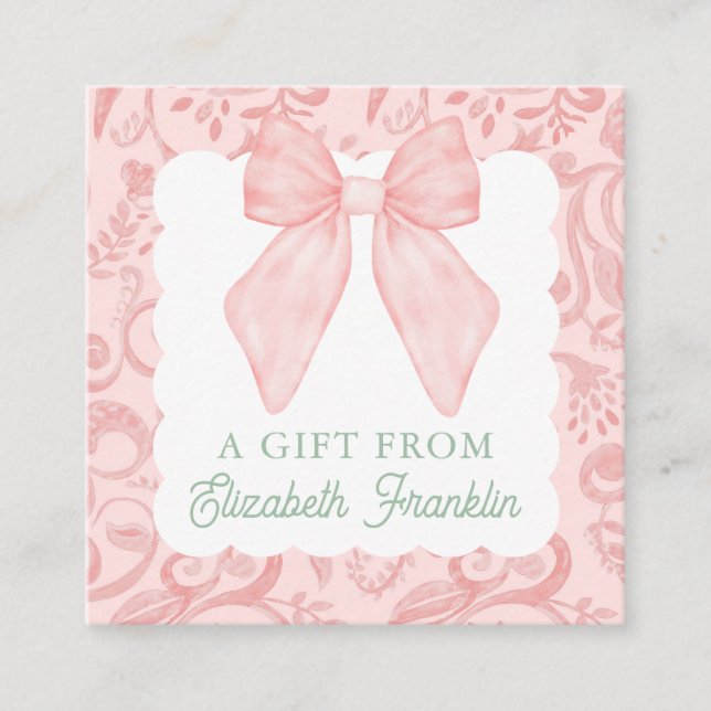 Tarjeta De Recepción Etiqueta de regalo de acuarela personalizada o (Anverso)