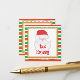 Tarjeta De Recepción Etiqueta de regalo de rayas preparatorias de Santa