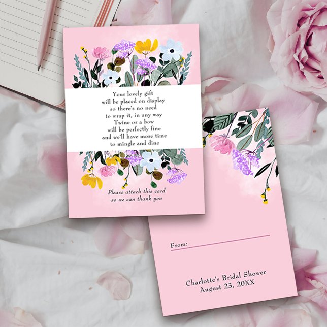 Tarjeta De Recepción Etiqueta de regalo para jardín de flores silvestre (Display shower 2-in-1 insert card and gift tag from my Wildflower Lawn Collection.)