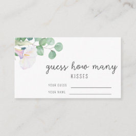 Tarjeta De Recepción Eucalipto - Adivina cuántos besos juego de la novi