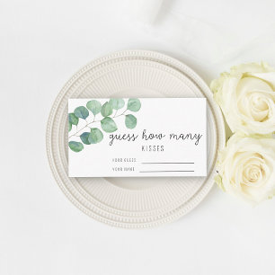 Tarjeta De Recepción Eucalipto - Adivina cuántos besos juego de novia