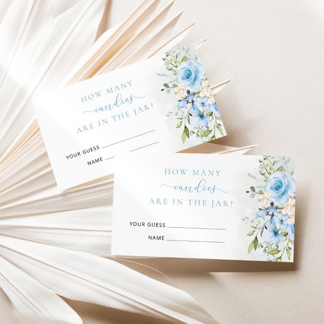 Tarjeta De Recepción Eucalipto azul floral adivina cuántos dulces (Subido por el creador)