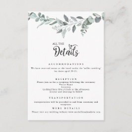 Tarjeta De Recepción Eucalipto Botánico | Detalles de Boda