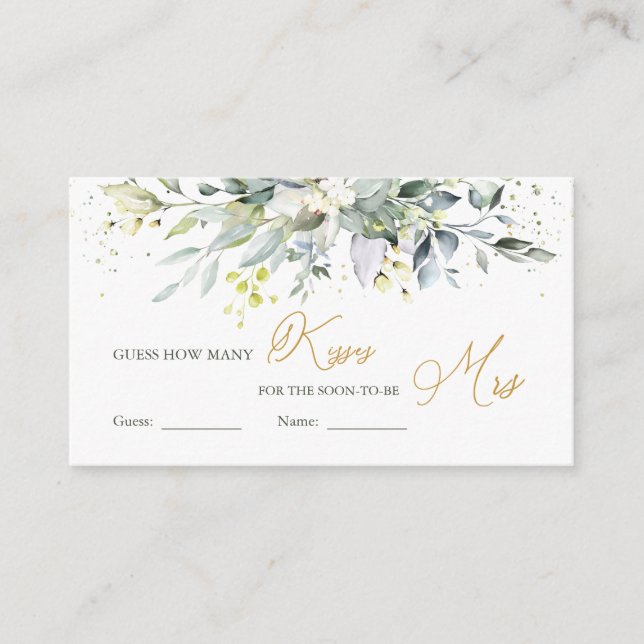 Tarjeta De Recepción Eucalipto de verde adivina cuántos besos hay en la (Anverso)