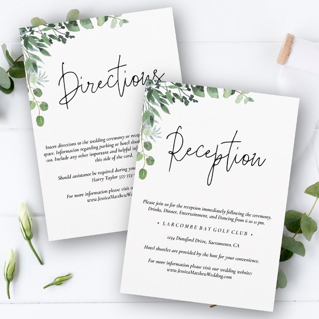 Tarjeta De Recepción Eucalipto Rústico Elegante (Rustic Eucalyptus Enclosure Card)