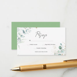 Tarjeta De Recepción Eucalipto sofisticado y hojas verdes RSVP Enc