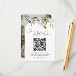 Tarjeta De Recepción Eucalipto Verdor Floral Código QR & Boda de Fotos