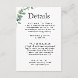 Tarjeta De Recepción Eucalyptus acuarela Boda de la vegetación rústica