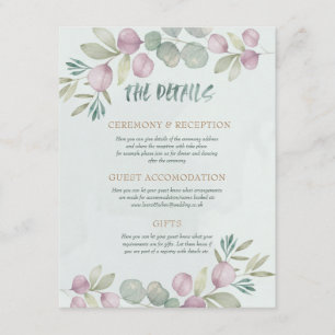 Tarjeta De Recepción Eucalyptus acuarela Dusty Blue Greenery