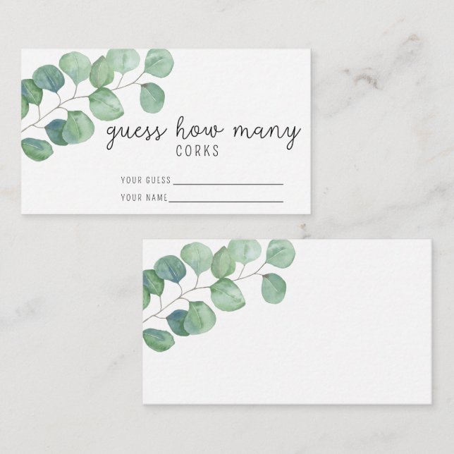 Tarjeta De Recepción Eucalyptus - Adivina cuántas novias de corcho (Anverso / Reverso)
