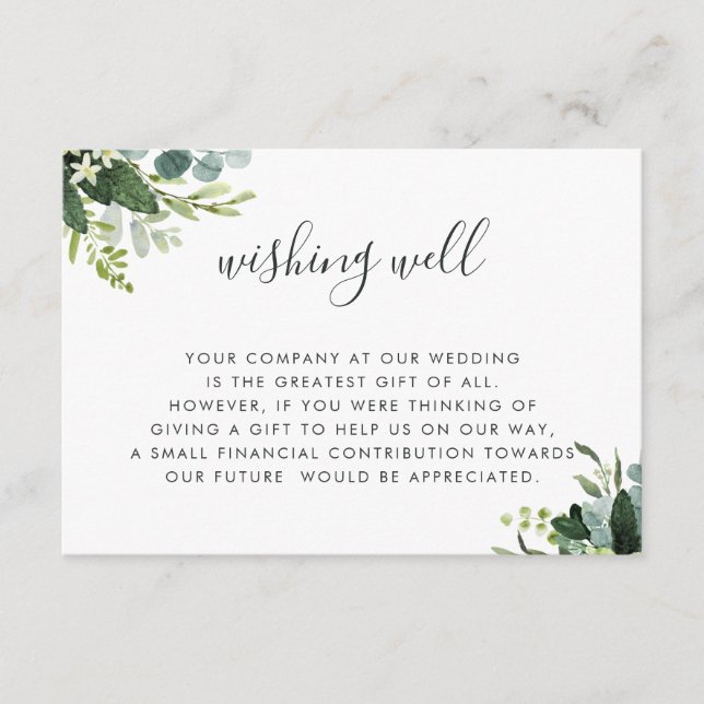 Tarjeta De Recepción Eucalyptus Boda de follaje verde deseando lo mejor (Anverso)