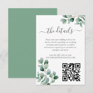 Tarjeta De Recepción Eucalyptus Boda de Verdor Botánico