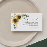 Tarjeta De Recepción Eucalyptus Boda Honeymoon Wish<br><div class="desc">Para tu lindo deseo de luna de miel,  esta tarjeta con girasoles y hojas de eucalipto,  con hojas de oro,  es perfecta cuando quieres pedir una contribución monetaria a tu fondo de luna de miel. Personalizar fácilmente el mensaje y agrega tus nombres haciendo clic en el botón "Personalizar"</div>