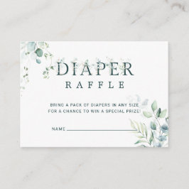 Tarjeta De Recepción Eucalyptus Botanical Baby Shower Diaper Raffle