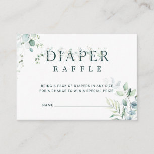 Tarjeta De Recepción Eucalyptus Botanical Baby Shower Diaper Raffle