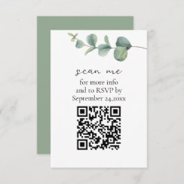 Tarjeta De Recepción Eucalyptus Código QR Boda RSVP