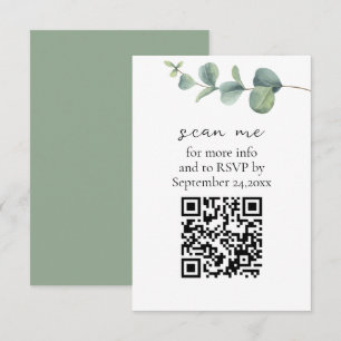 Tarjeta De Recepción Eucalyptus Código QR Boda RSVP