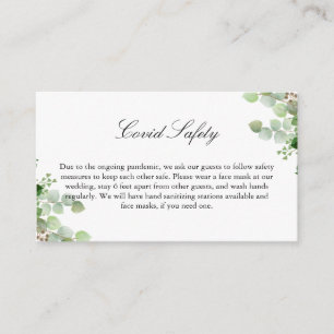 Tarjeta De Recepción Eucalyptus Covid 19 Boda de Información de Segurid