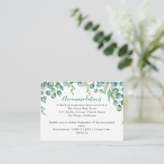 Tarjeta De Recepción Eucalyptus deja Boda