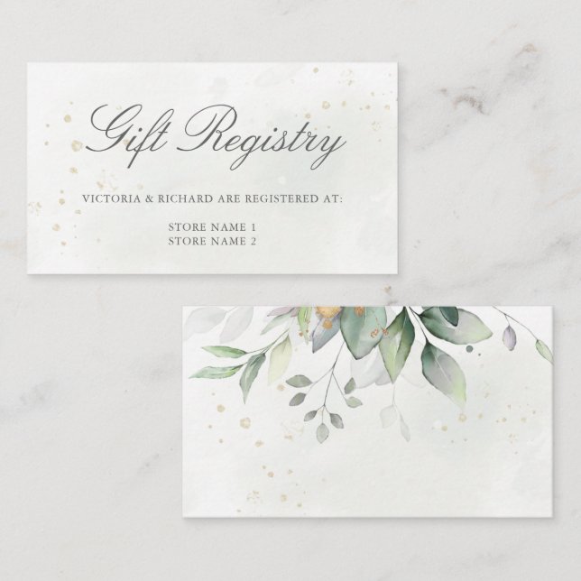 Tarjeta De Recepción Eucalyptus deja el registro de regalos del Boda de (Anverso / Reverso)
