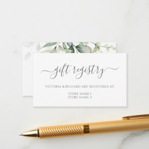 Tarjeta De Recepción Eucalyptus deja el registro de regalos del Boda de