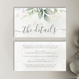 Tarjeta De Recepción Eucalyptus deja la vegetación Boda elegante de oro