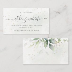 Tarjeta De Recepción Eucalyptus deja sitio web de Greenery Gold Boda