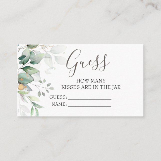 Tarjeta De Recepción Eucalyptus Elegante Adivinan Cuántos Juegos (Anverso)