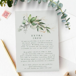Tarjeta De Recepción Eucalyptus Elegante Detalle Verde Vidrio marino